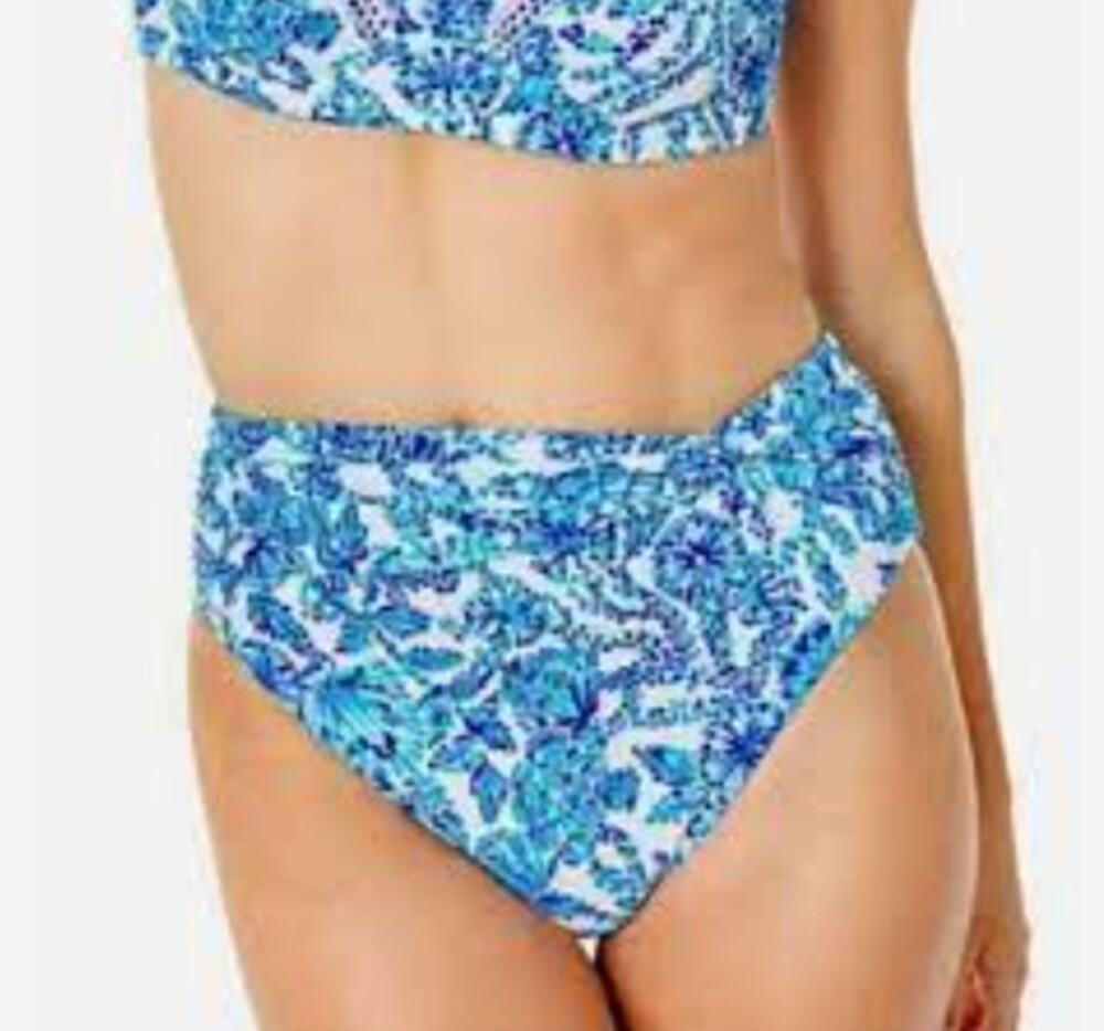 LILLY PULITZER Yarrow High-Waisted Bikini Bottom Size 2 Blue Turquoise Oasis NWT